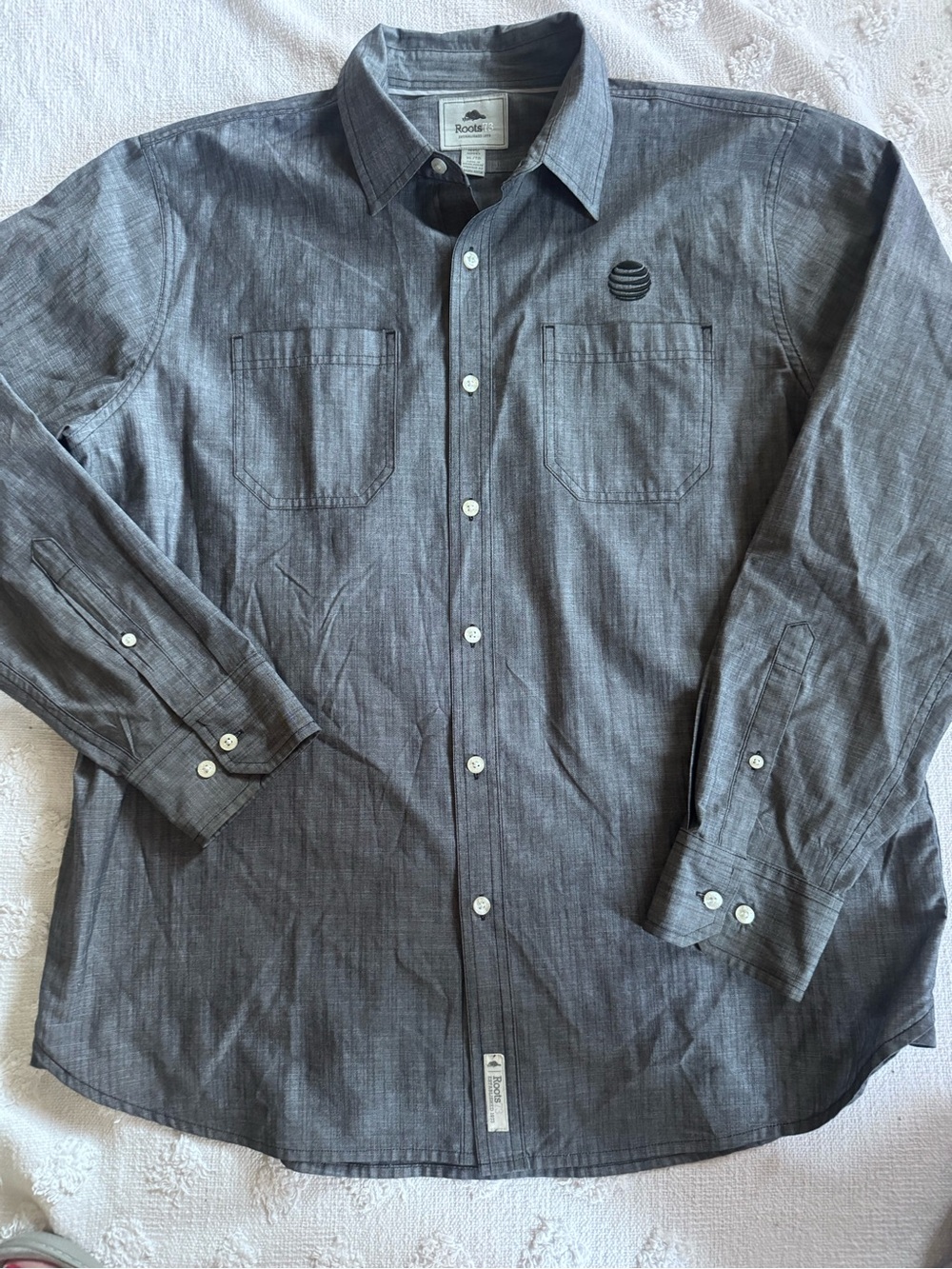 Roots73 Button Front Shirt ATT embroidered logo SZ XL